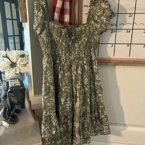 Garage Olive Floral Midi Dress